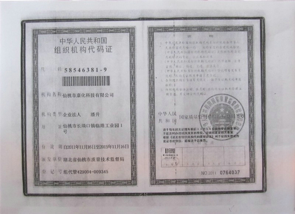 Organization code certificate